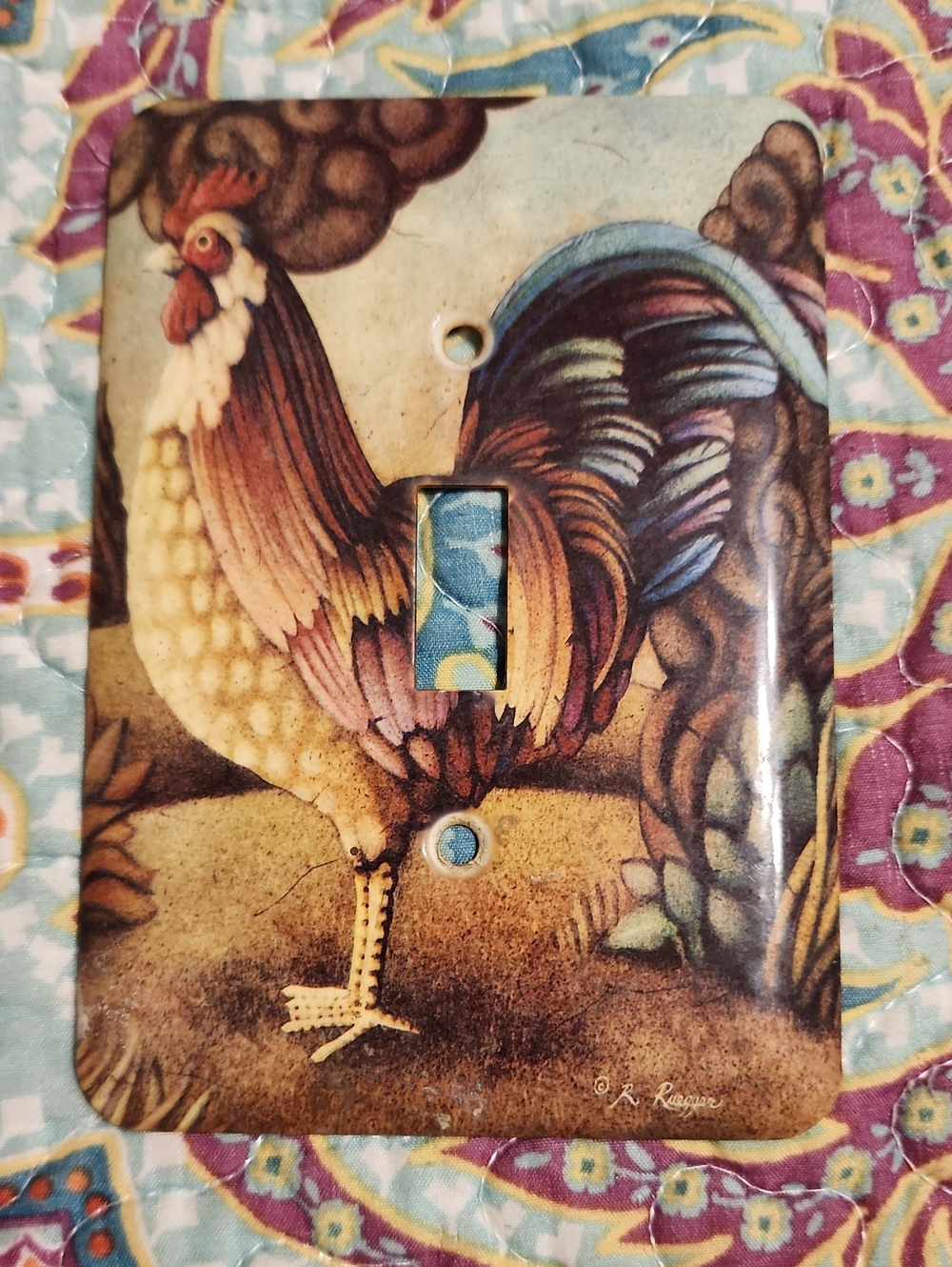 Metal Rooster Light Switch Cover